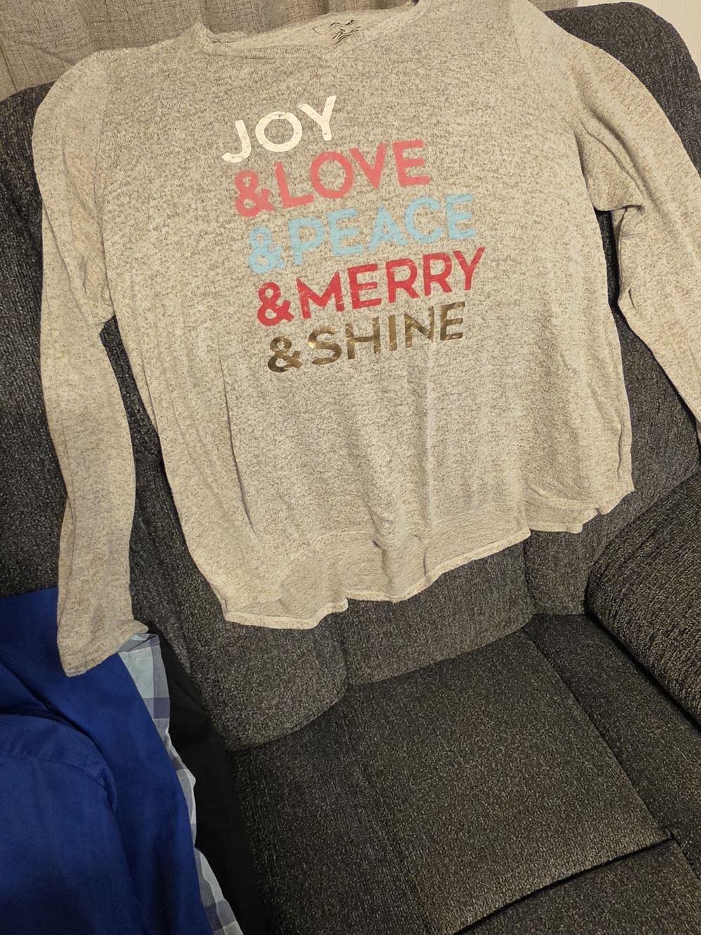 Sonoma Beige V-Neck Sweater with Festive Graphic Text
